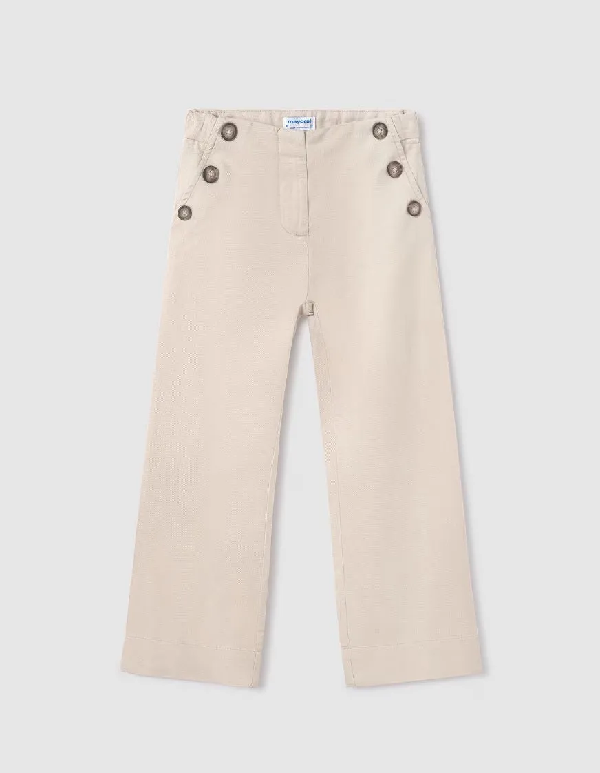 6501 Mayoral Tween/Teen Girls Sailor Top Culottes Cropped Pants - Natural Stone