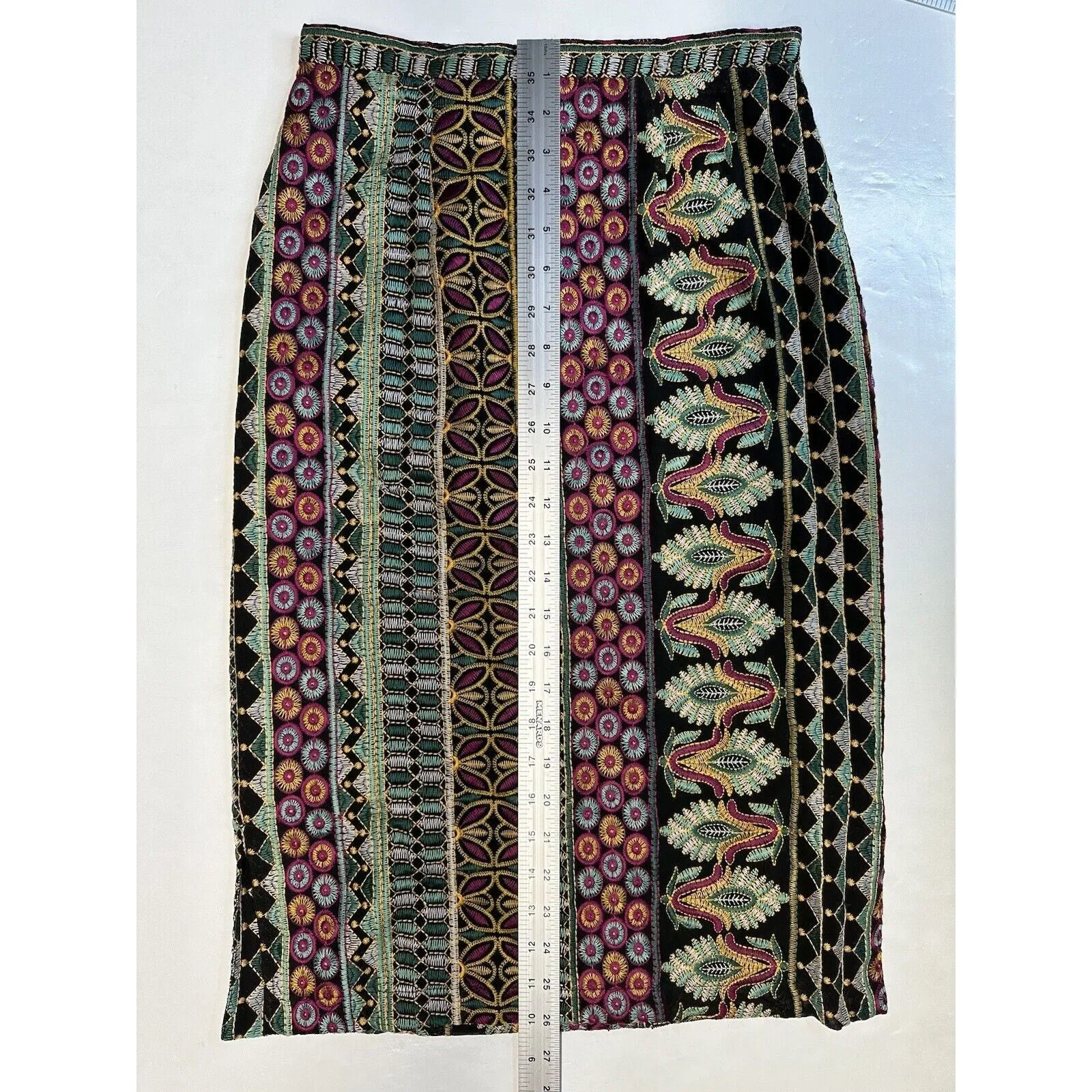 Anthropologie Vanessa Virginia Skirt Womens 0 Pencil Embroidered Lined Career