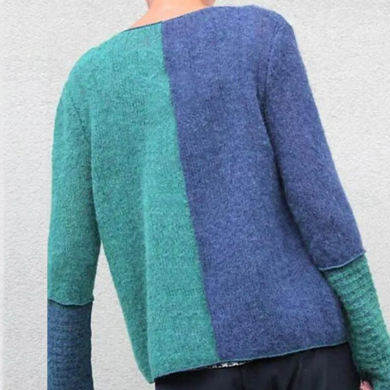 Color Block Knit Button Cardigan Sweater for Women