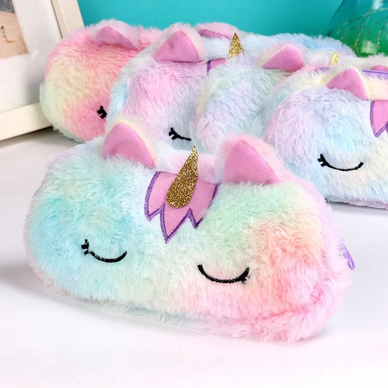 Cute Cartoon Plush Unicorn Pencil Case