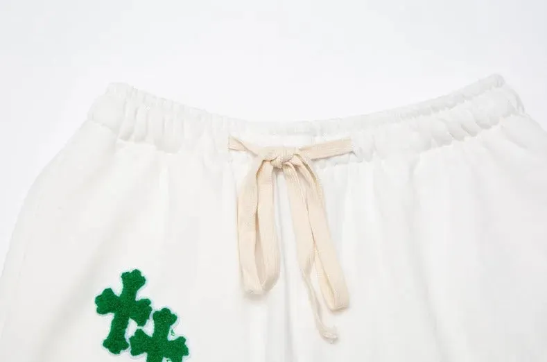 Flex Sweat Shorts with Cross Embroidery Detail