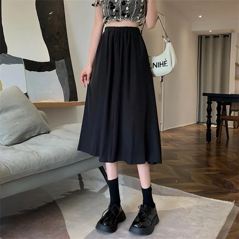 Floral Print A-line Pleated Long Skirts