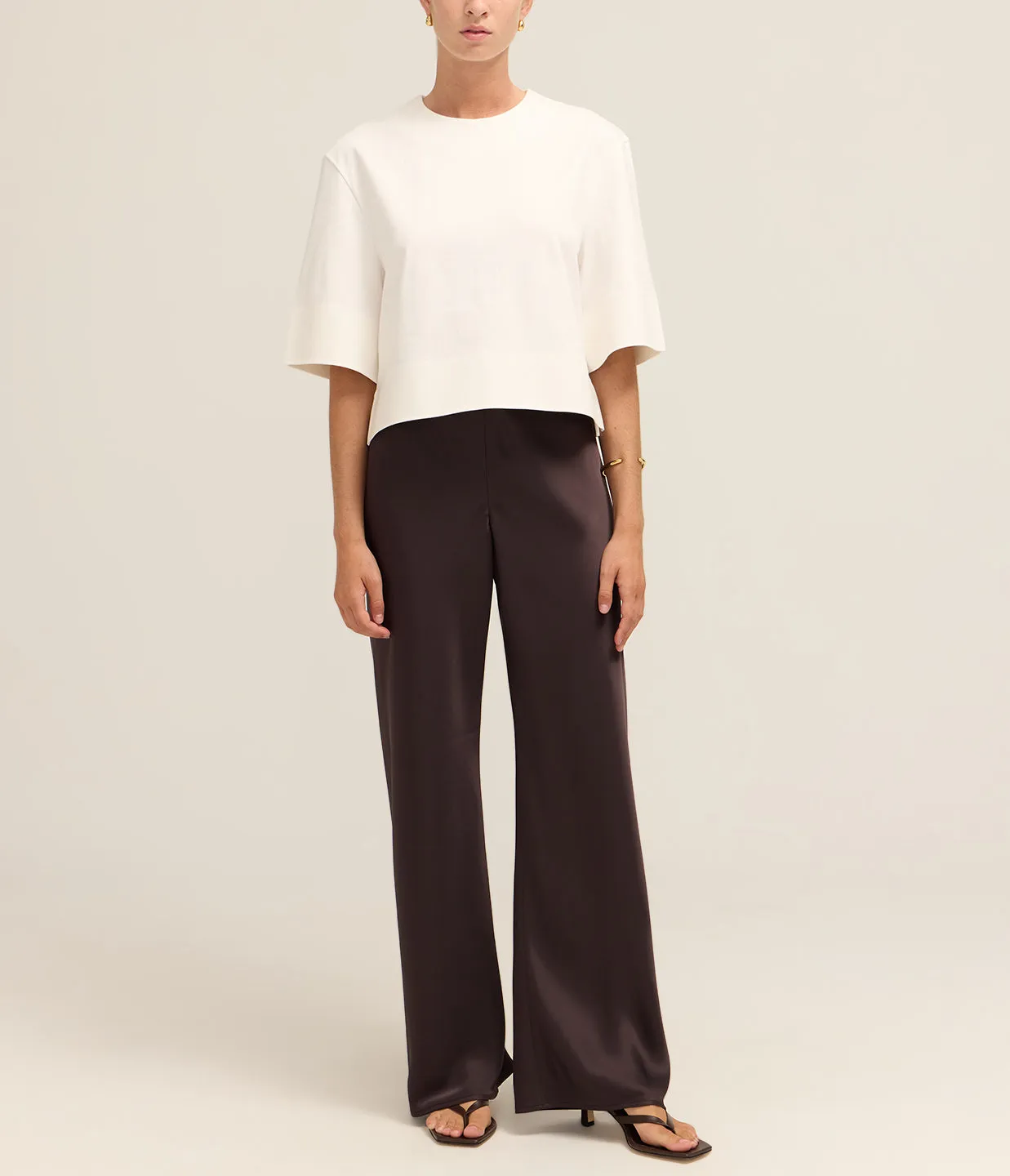 Half Sleeve Cropped Top in Ivory