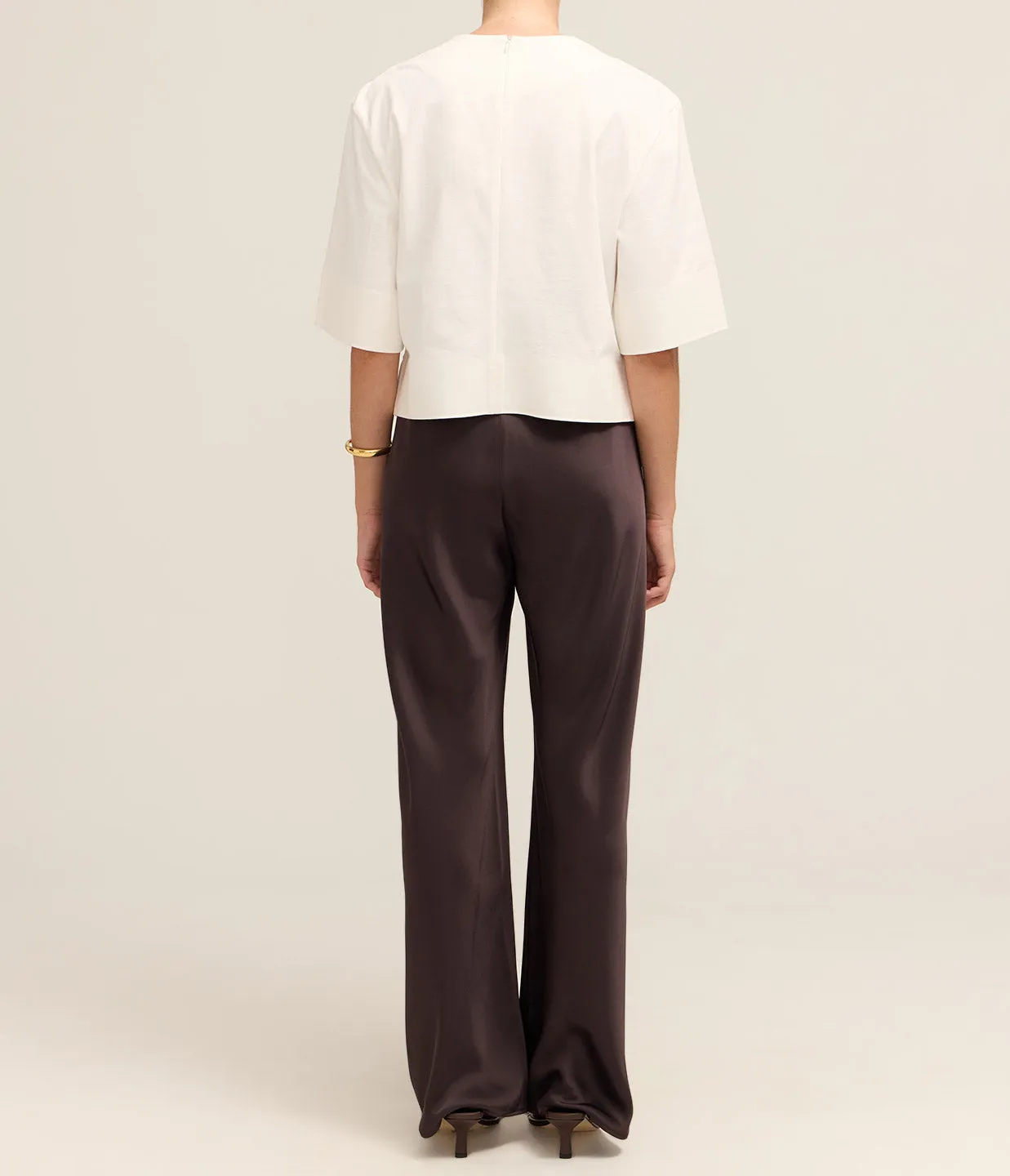 Half Sleeve Cropped Top in Ivory