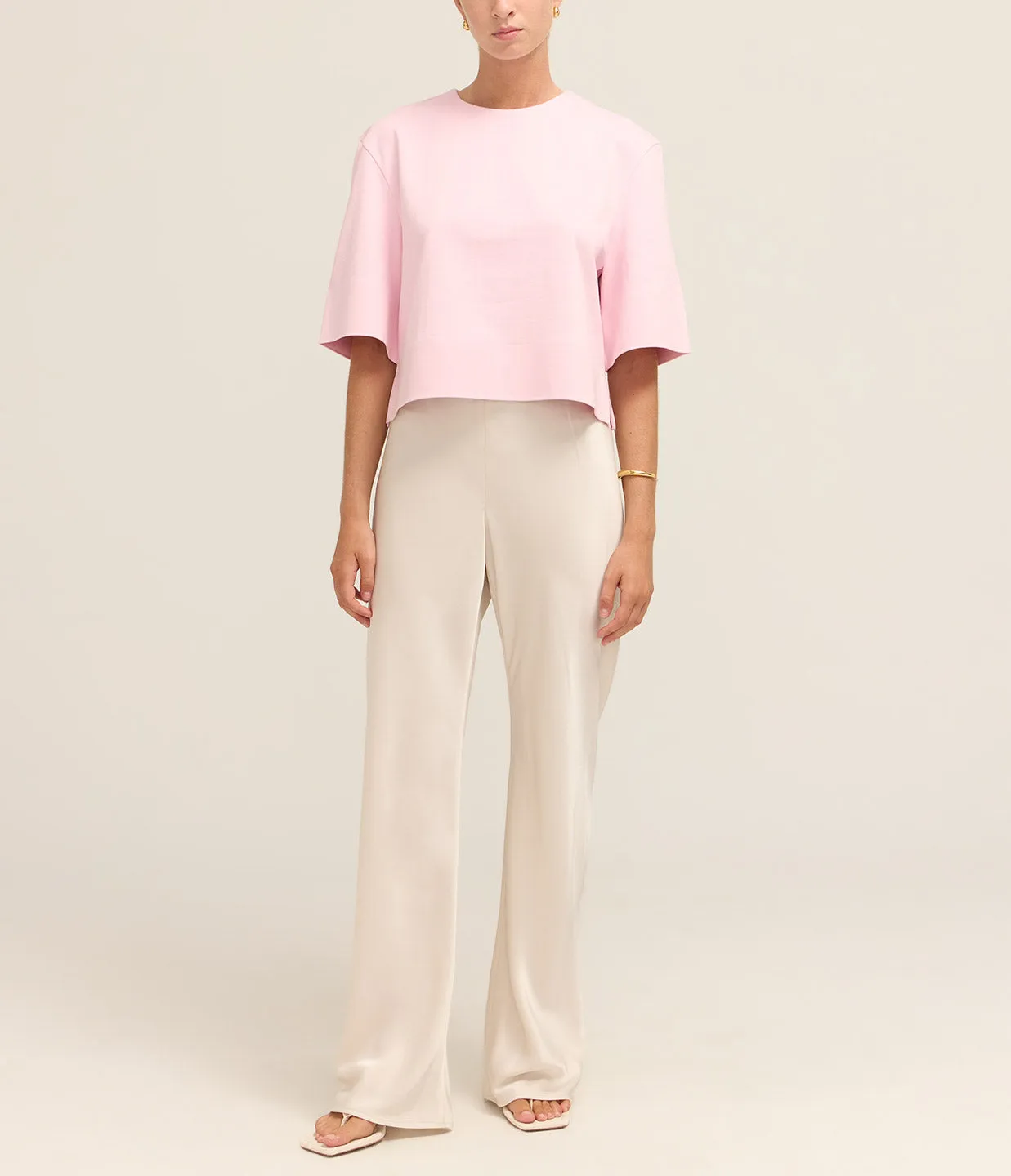Half Sleeve Cropped Top in Pink