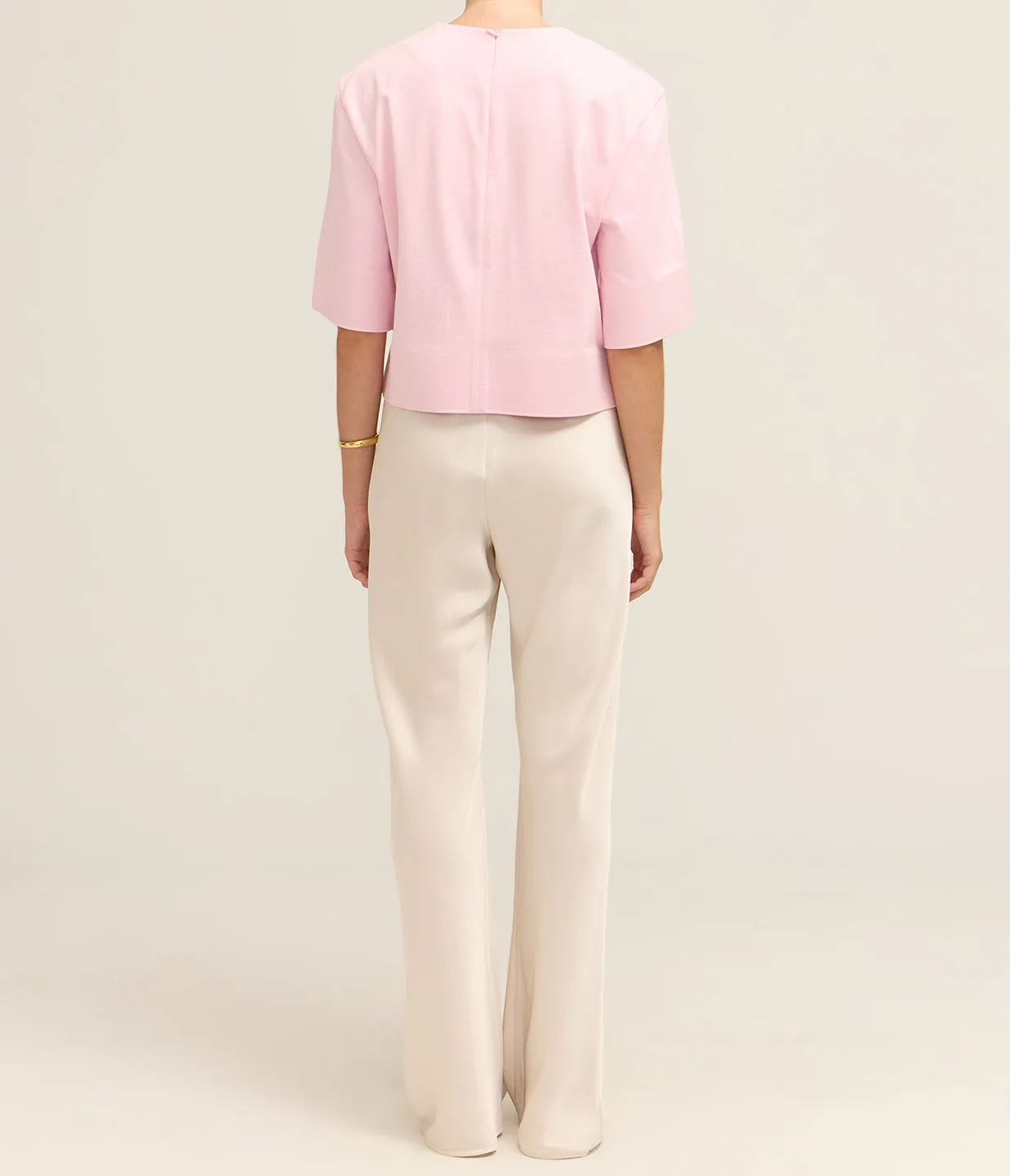 Half Sleeve Cropped Top in Pink