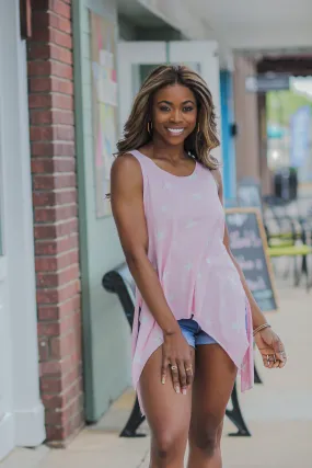 Hot Pink Star Print Sleeveless Top
