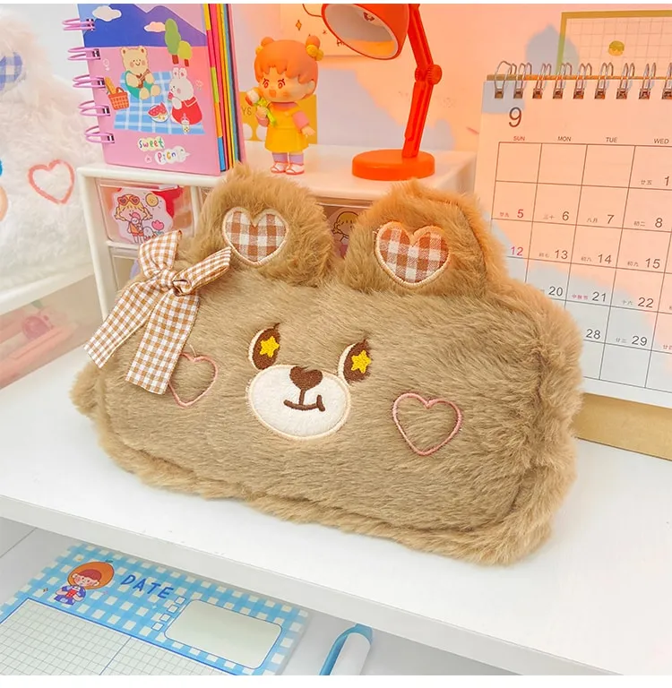 Kawaii Bear Plush Pencil Case