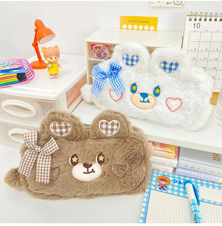 Kawaii Bear Plush Pencil Case