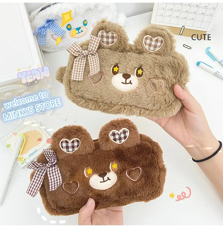 Kawaii Bear Plush Pencil Case