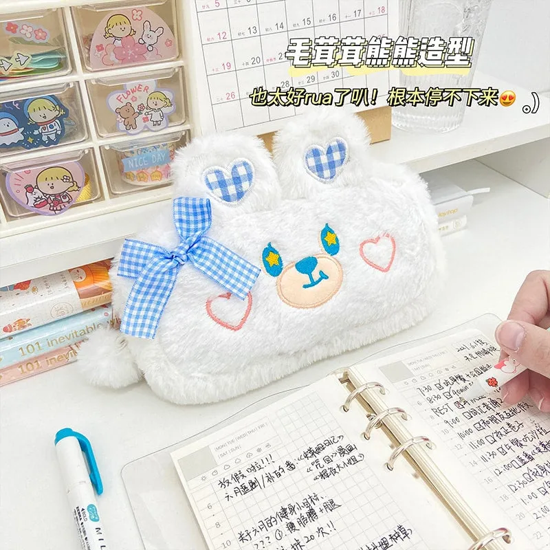 Kawaii Bear Plush Pencil Case