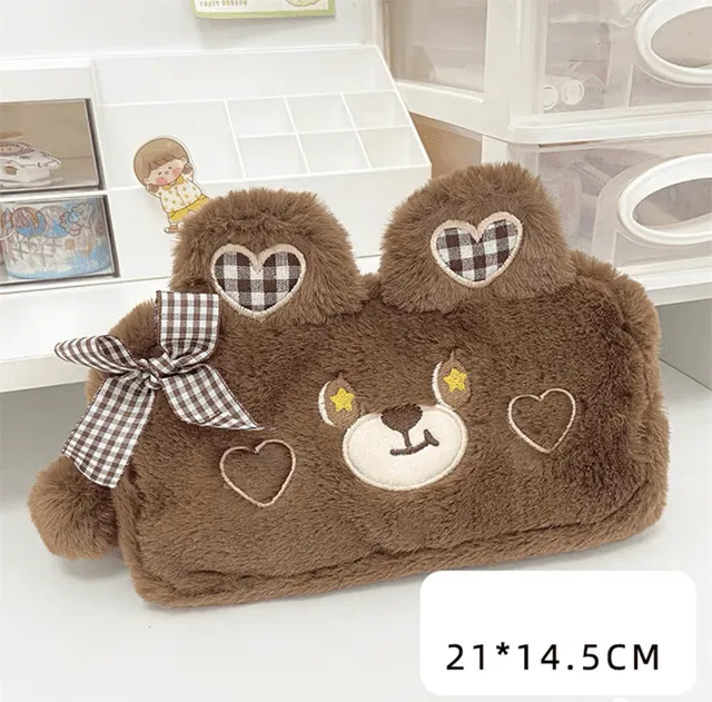 Kawaii Bear Plush Pencil Case