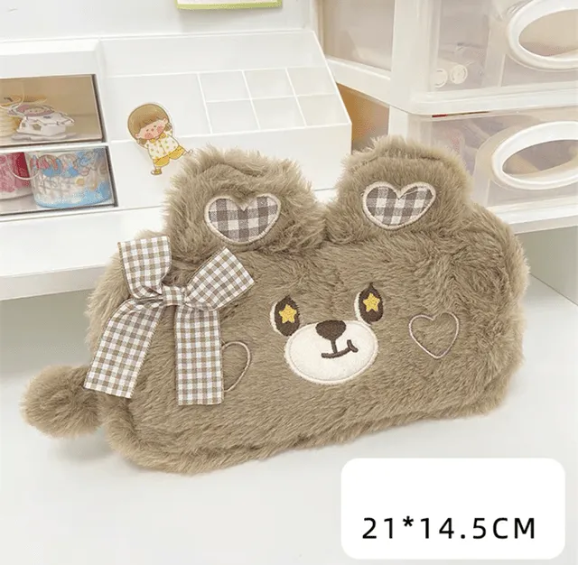 Kawaii Bear Plush Pencil Case