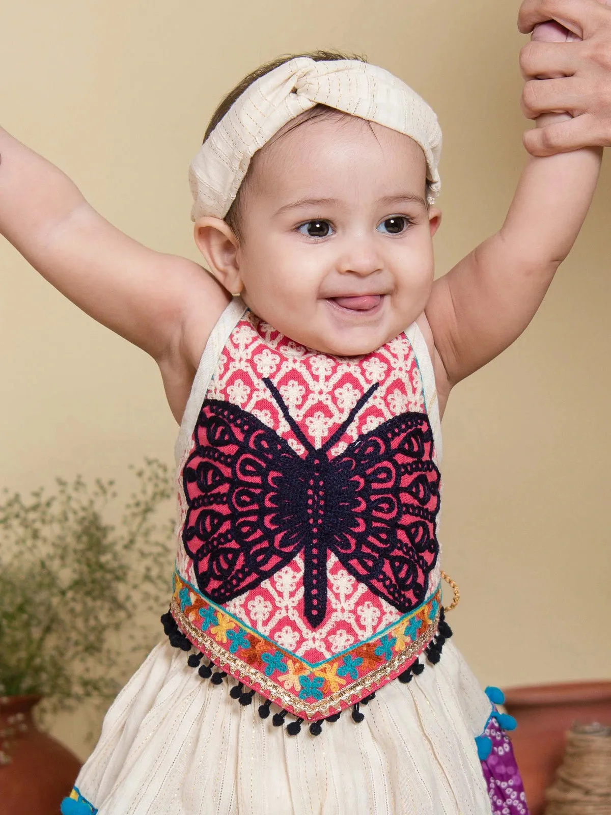 Lavender Butterfly Pleated Lehenga Choli for Kids