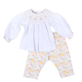 Magnolia Baby Girls Citrus Bouquet Smocked Bishop Pant Set