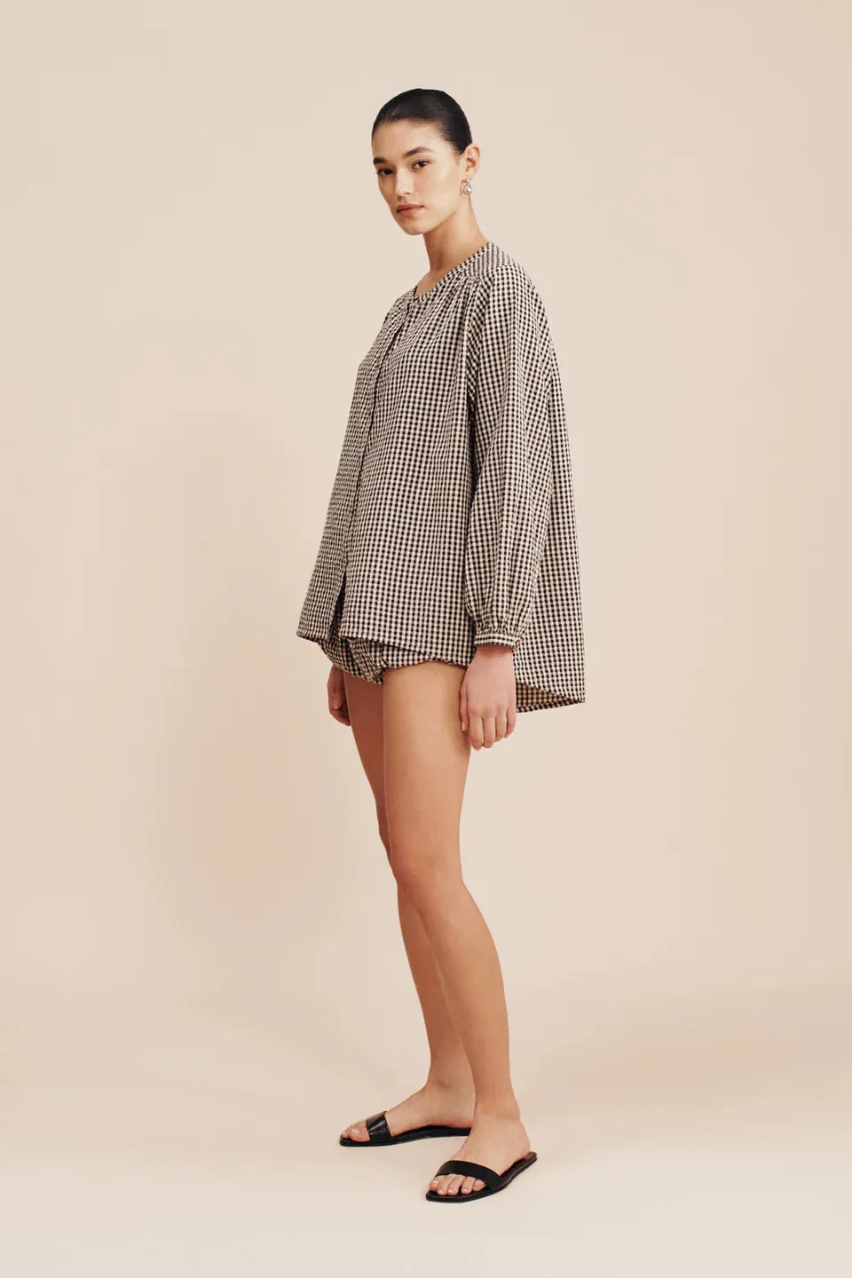 Mira Shirt | Gingham Black and Cream