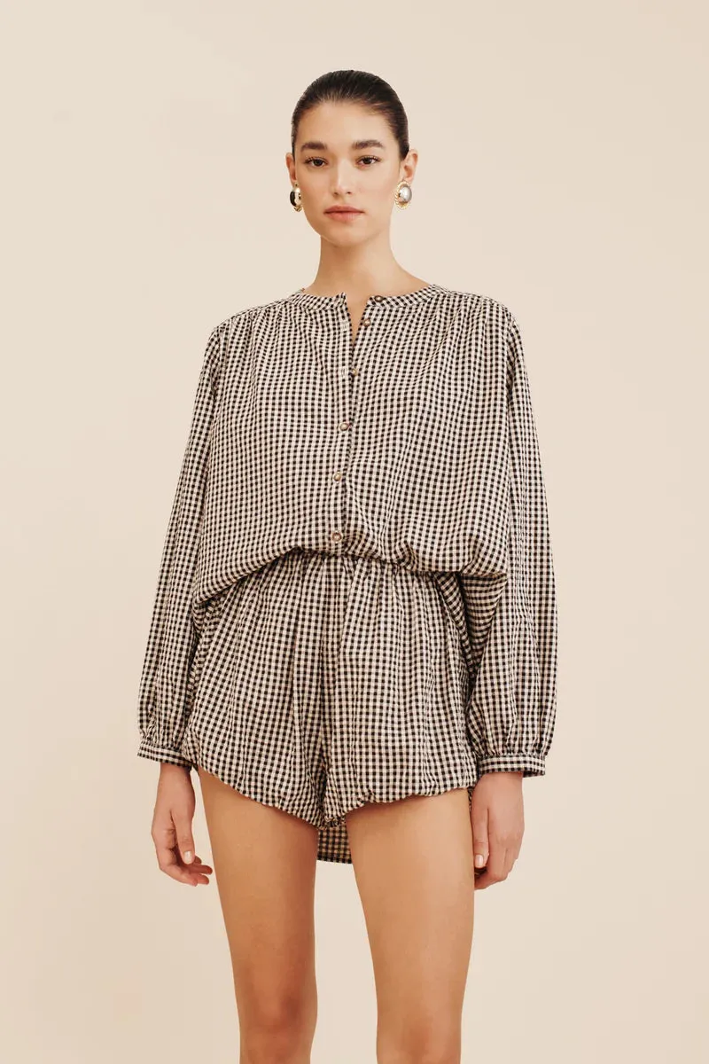 Mira Shirt | Gingham Black and Cream