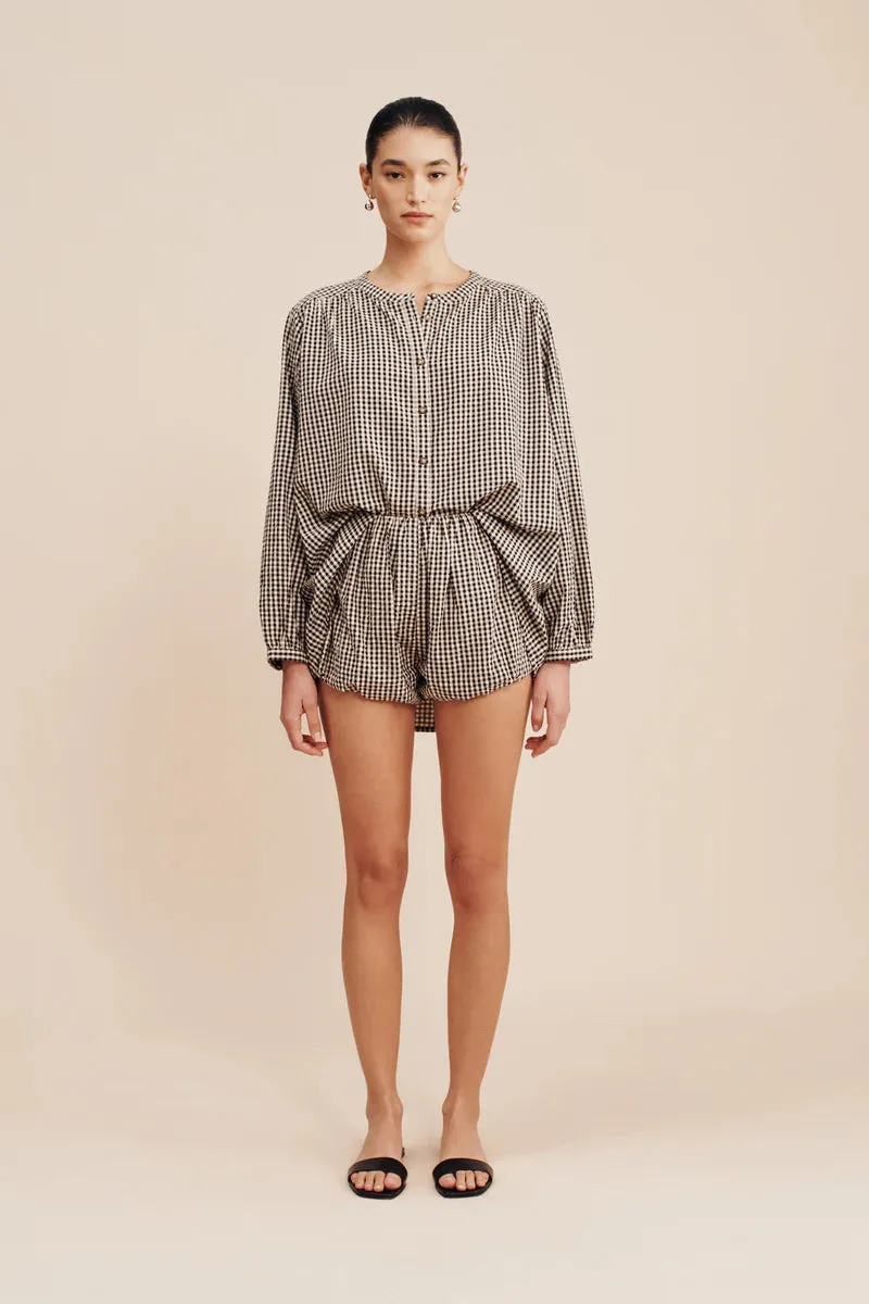 Mira Shirt | Gingham Black and Cream