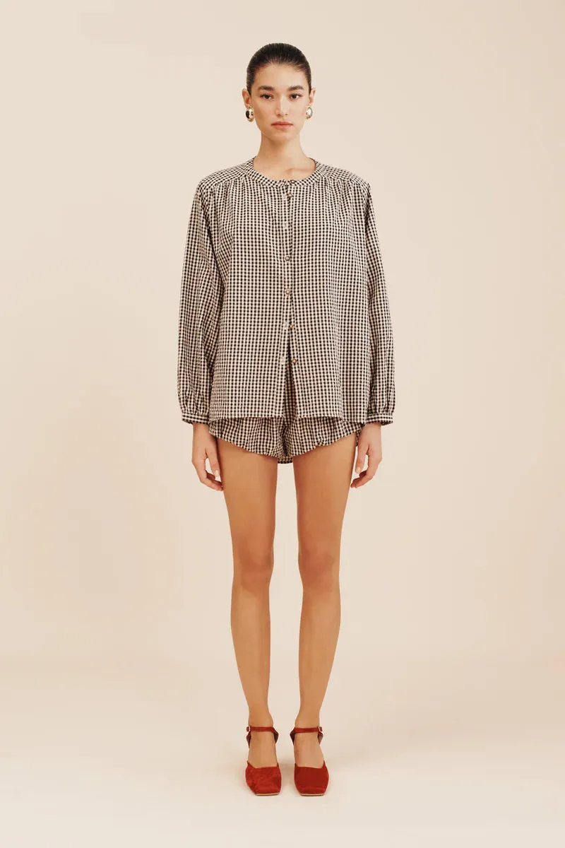 Mira Shirt | Gingham Black and Cream