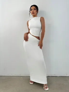 MOOSTA Mock Neck Crop Tank Top & Pencil Skirt