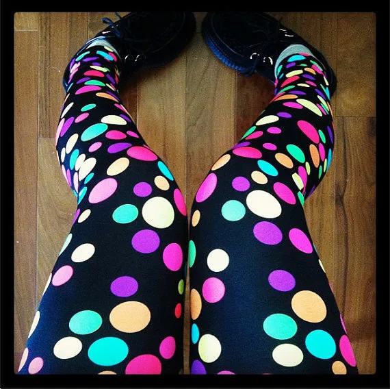 Rainbow Polka Dot Leggings (XS)