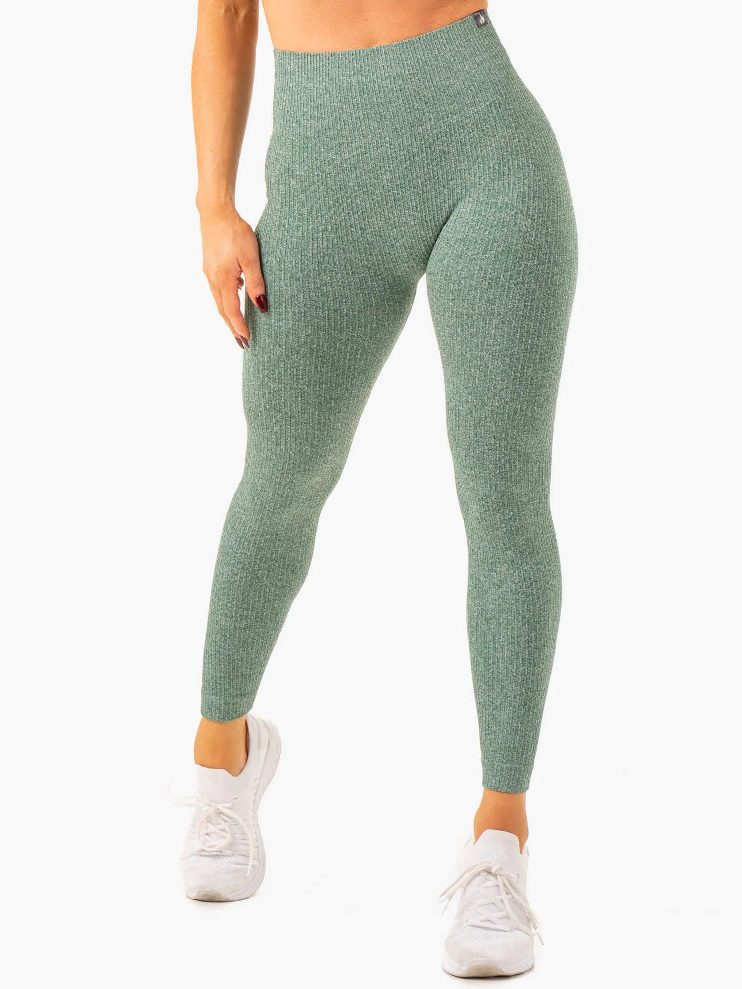 RIB SEAMLESS LEGGINGS GREEN MARL