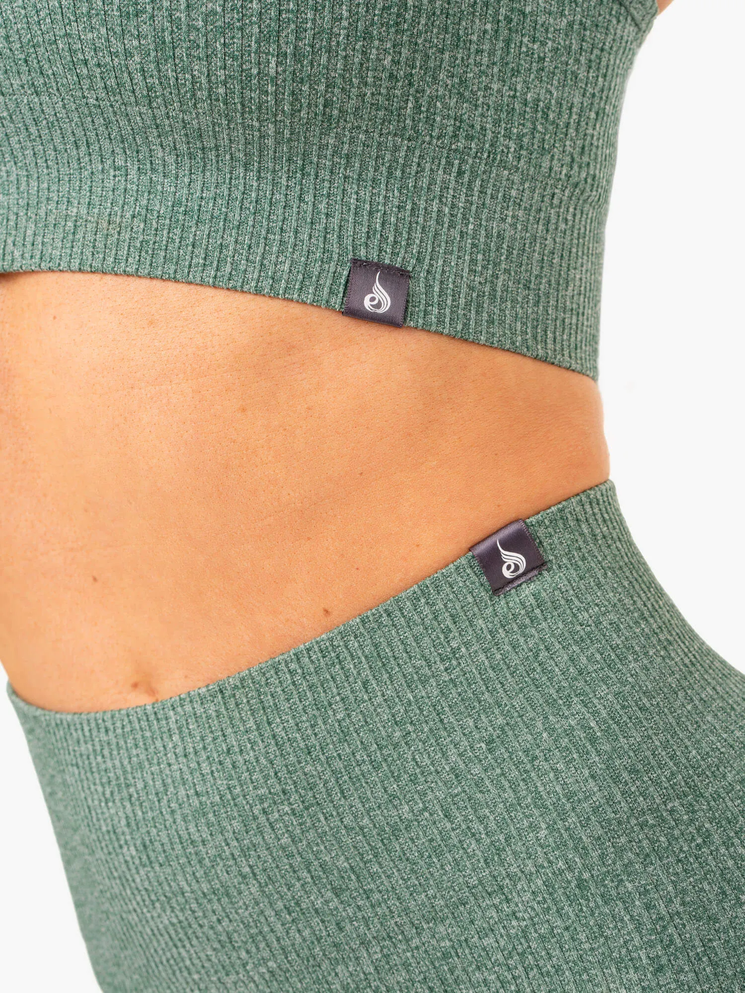 RIB SEAMLESS LEGGINGS GREEN MARL