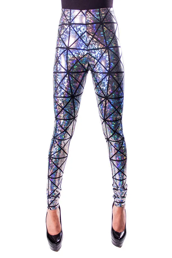 Silver & Black Disco Leggings