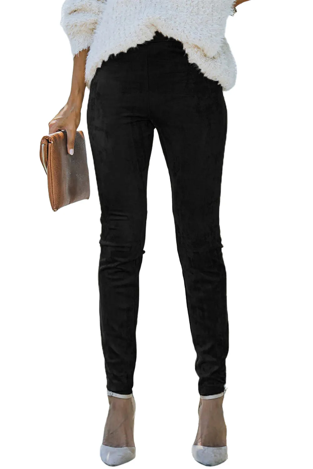 Suede High Waist Skinny Leggings