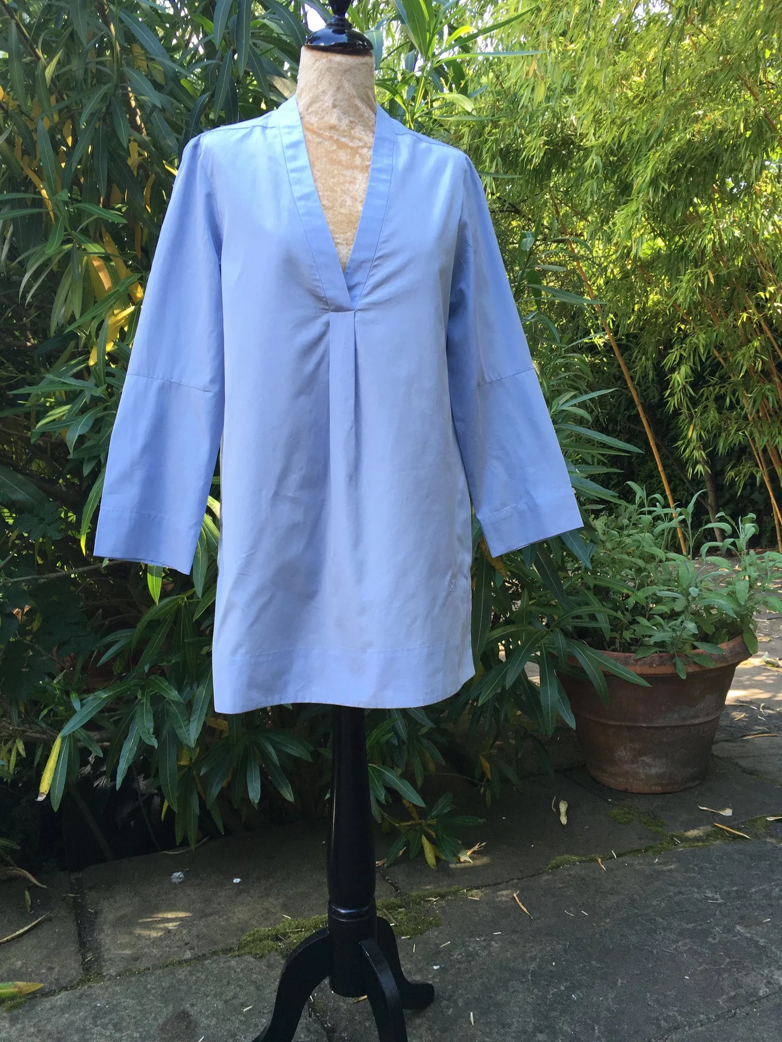 TOME Women's White Poplin V Neck Tunic Top Size M MEDIUM Ladies