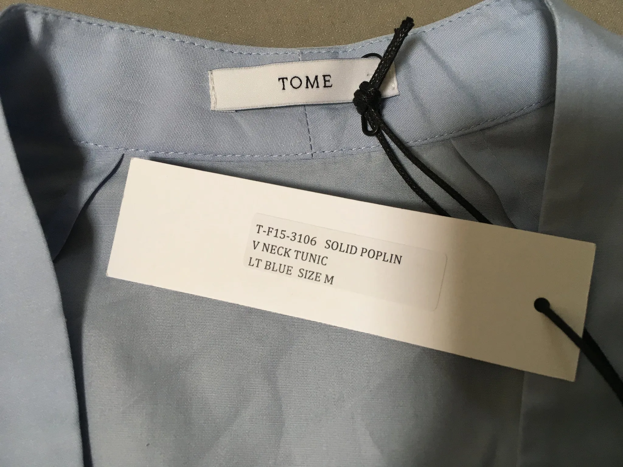 TOME Women's White Poplin V Neck Tunic Top Size M MEDIUM Ladies