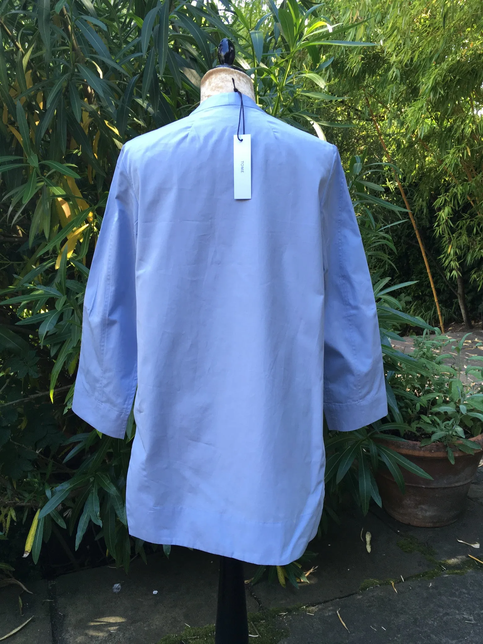 TOME Women's White Poplin V Neck Tunic Top Size M MEDIUM Ladies