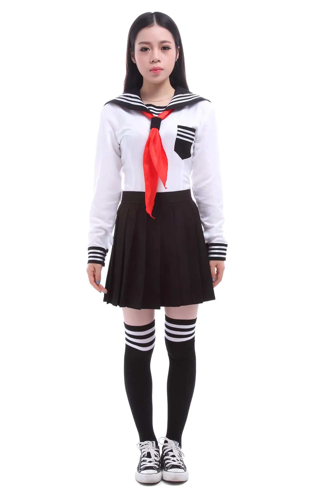Toradora! Aisaka Taiga Navy Sailor School Girls Pleated Skirts Long Sleeve Cosplay Costumes