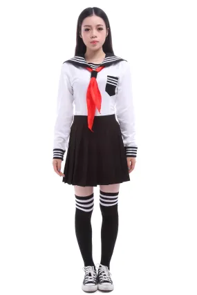 Toradora! Aisaka Taiga Navy Sailor School Girls Pleated Skirts Long Sleeve Cosplay Costumes
