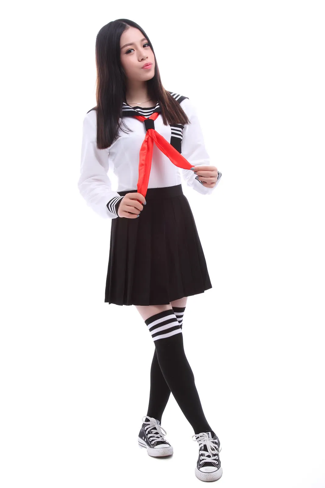 Toradora! Aisaka Taiga Navy Sailor School Girls Pleated Skirts Long Sleeve Cosplay Costumes