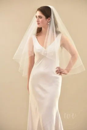 Two Tier Elbow Length Veil with Pencil Edge