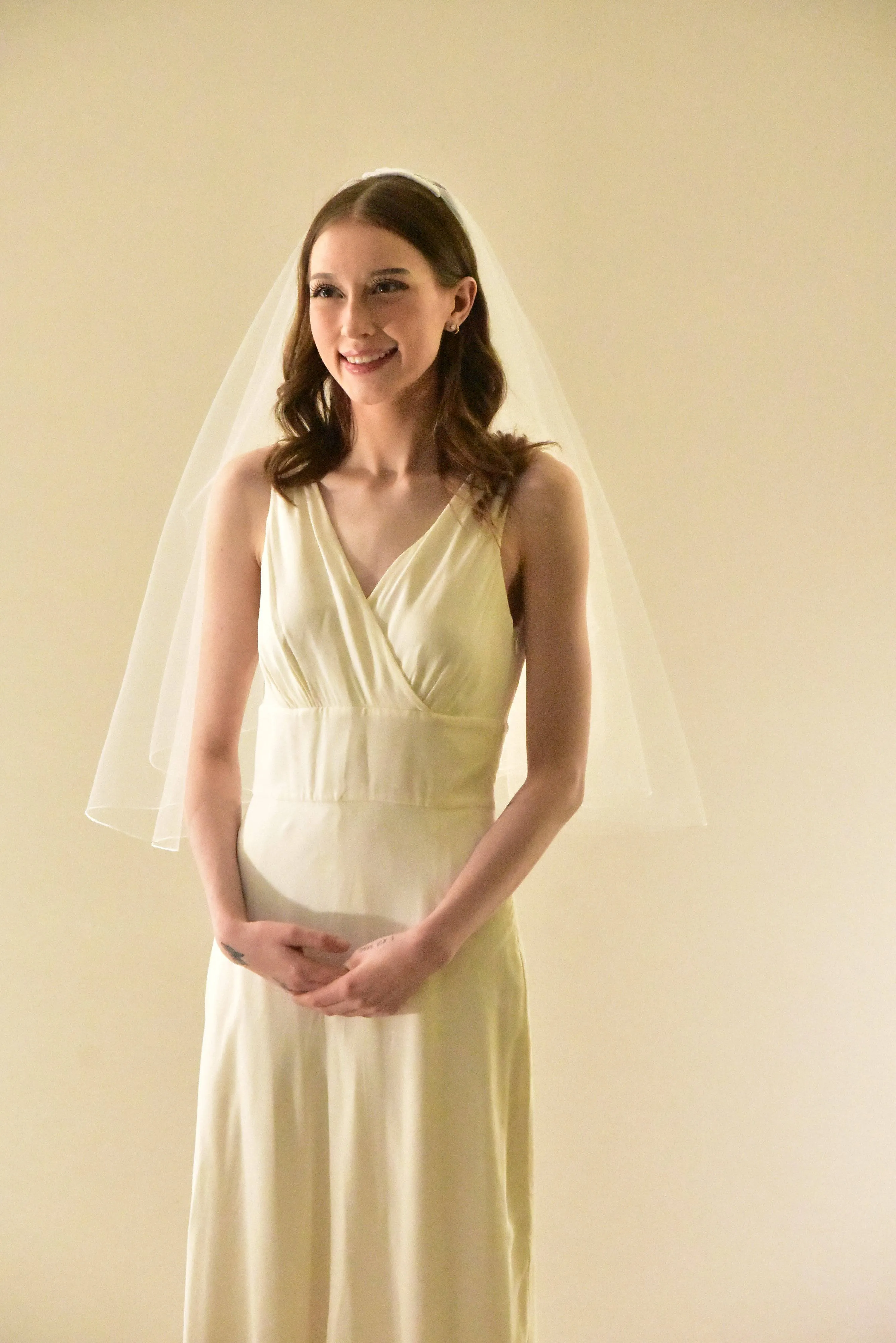 Two Tier Mid Length Veil with Pencil Edge