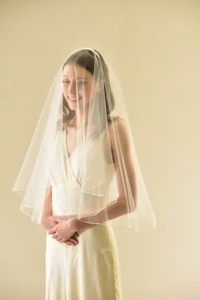 Two Tier Mid Length Veil with Pencil Edge
