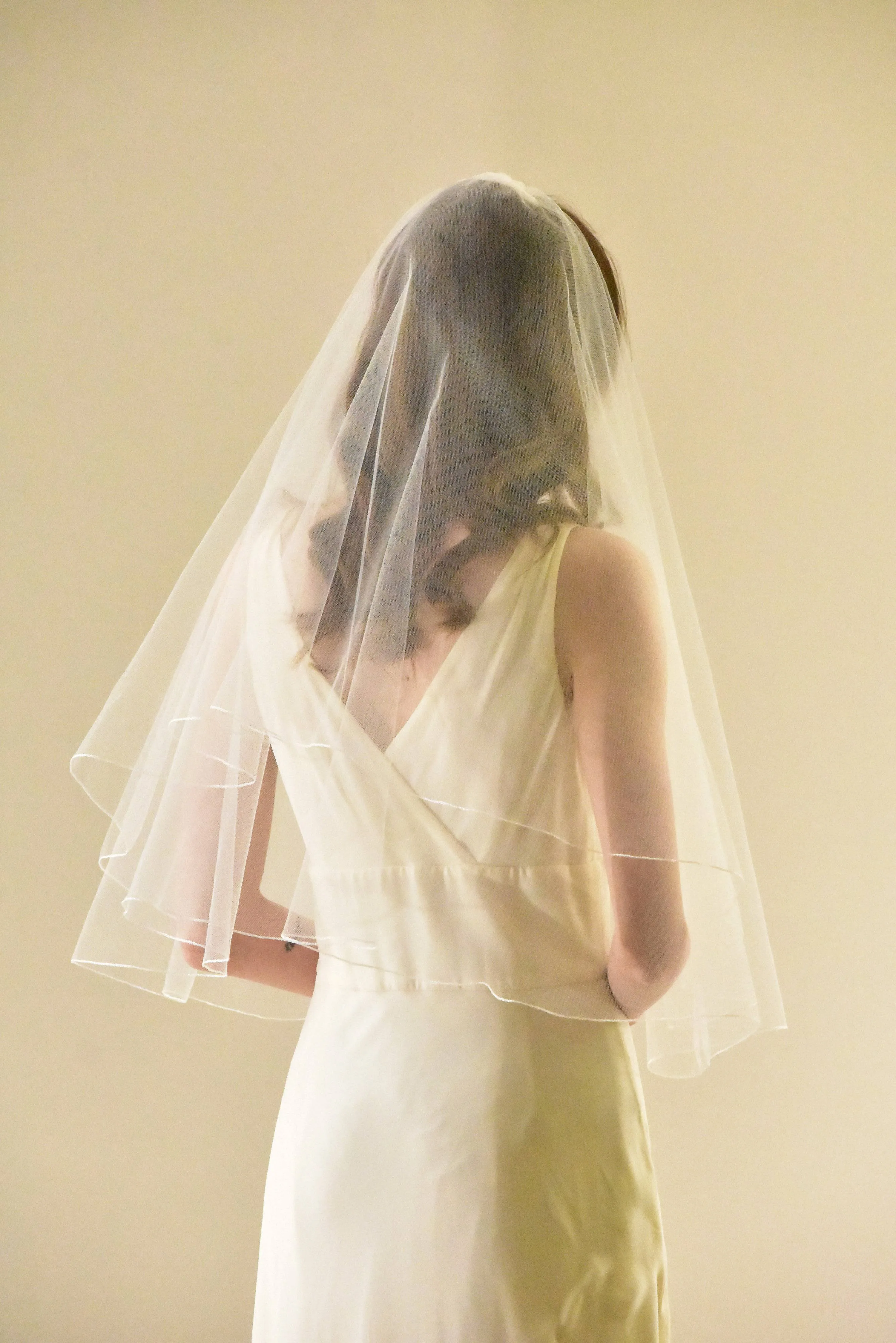 Two Tier Mid Length Veil with Pencil Edge