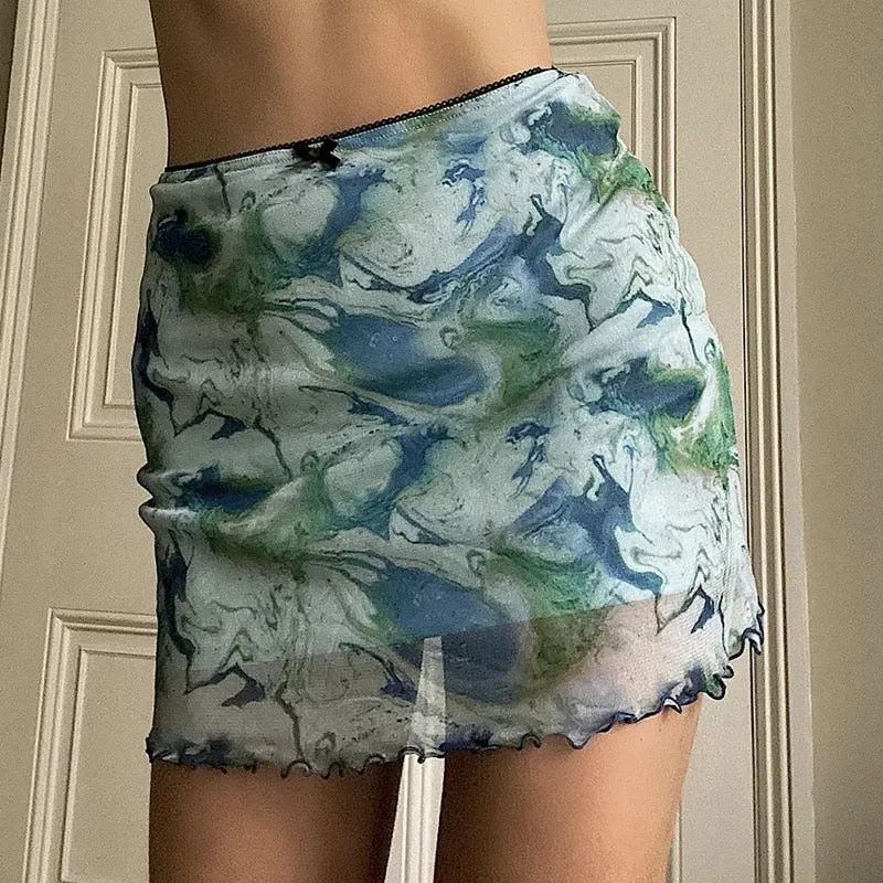Voguable Women's Mini Skirt Korean Style Kawaii Ruffle Hem High Waist Short Straight Skirt Sexy Harajuku Y2K Aesthetic Vintage Streetwear