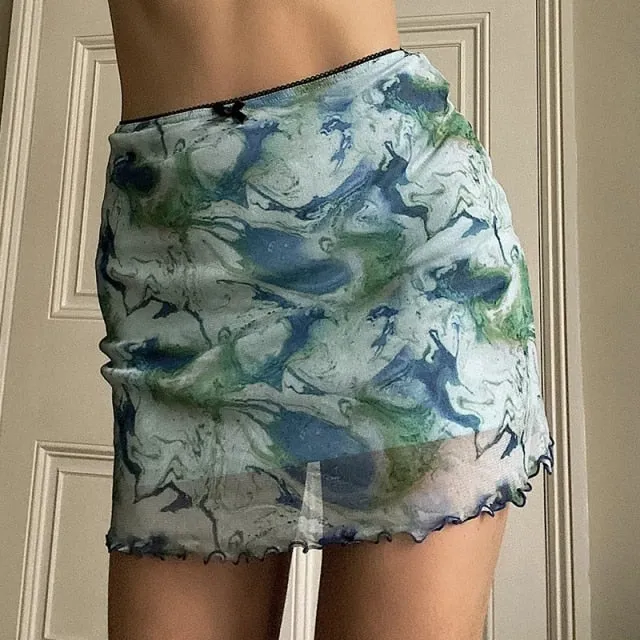 Voguable Women's Mini Skirt Korean Style Kawaii Ruffle Hem High Waist Short Straight Skirt Sexy Harajuku Y2K Aesthetic Vintage Streetwear