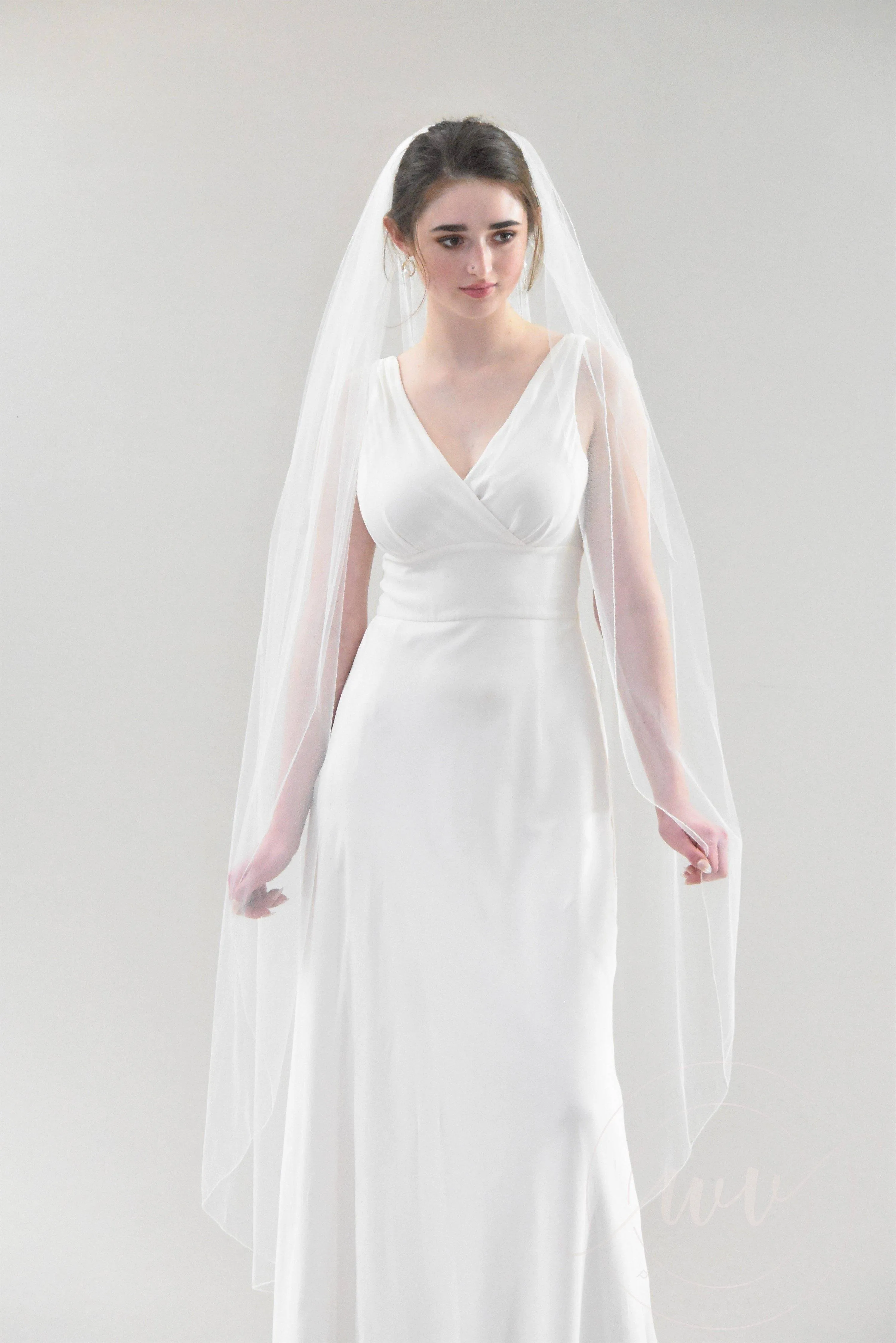 Waltz Length Veil with Pencil Edge