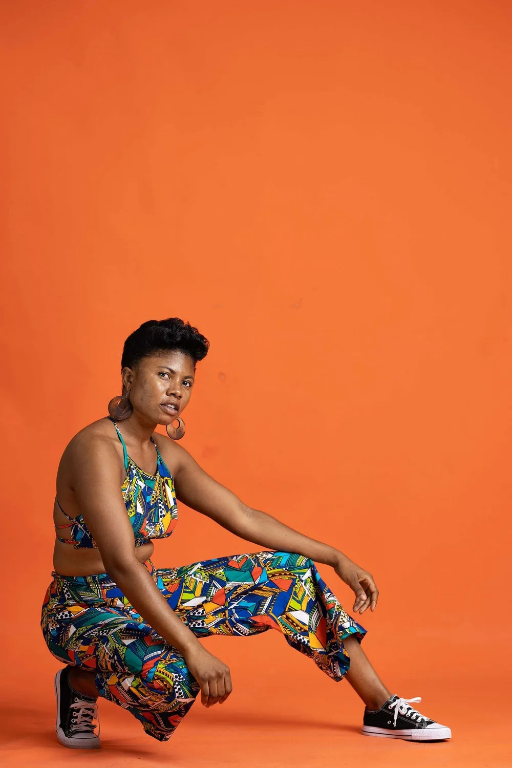 Wild Card Blue African Print Wide Leg Culottes
