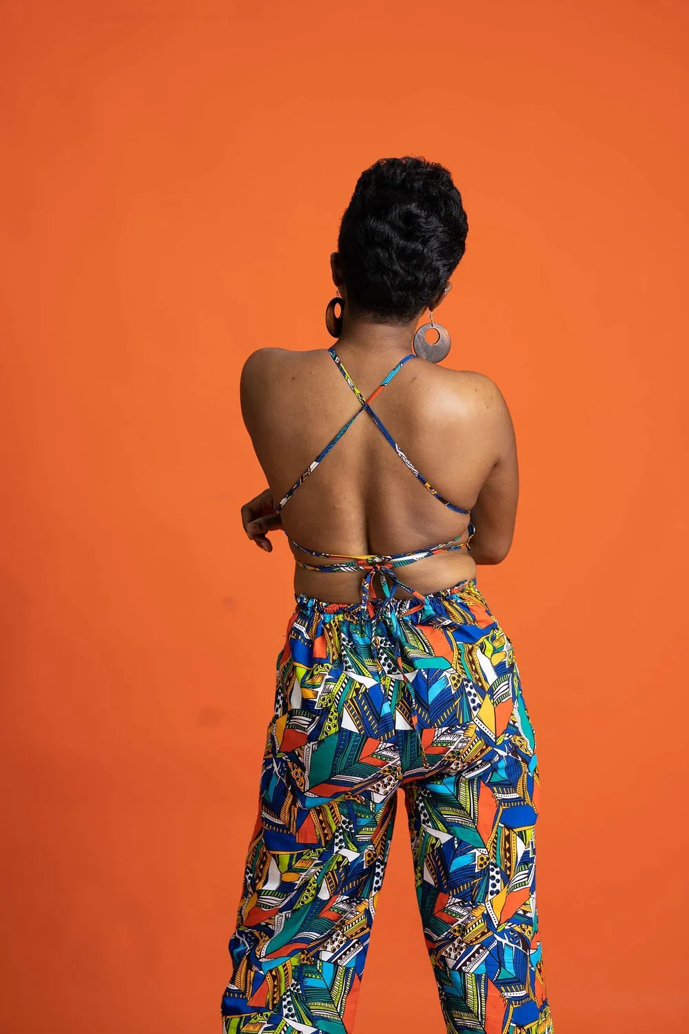Wild Card Blue African Print Wide Leg Culottes
