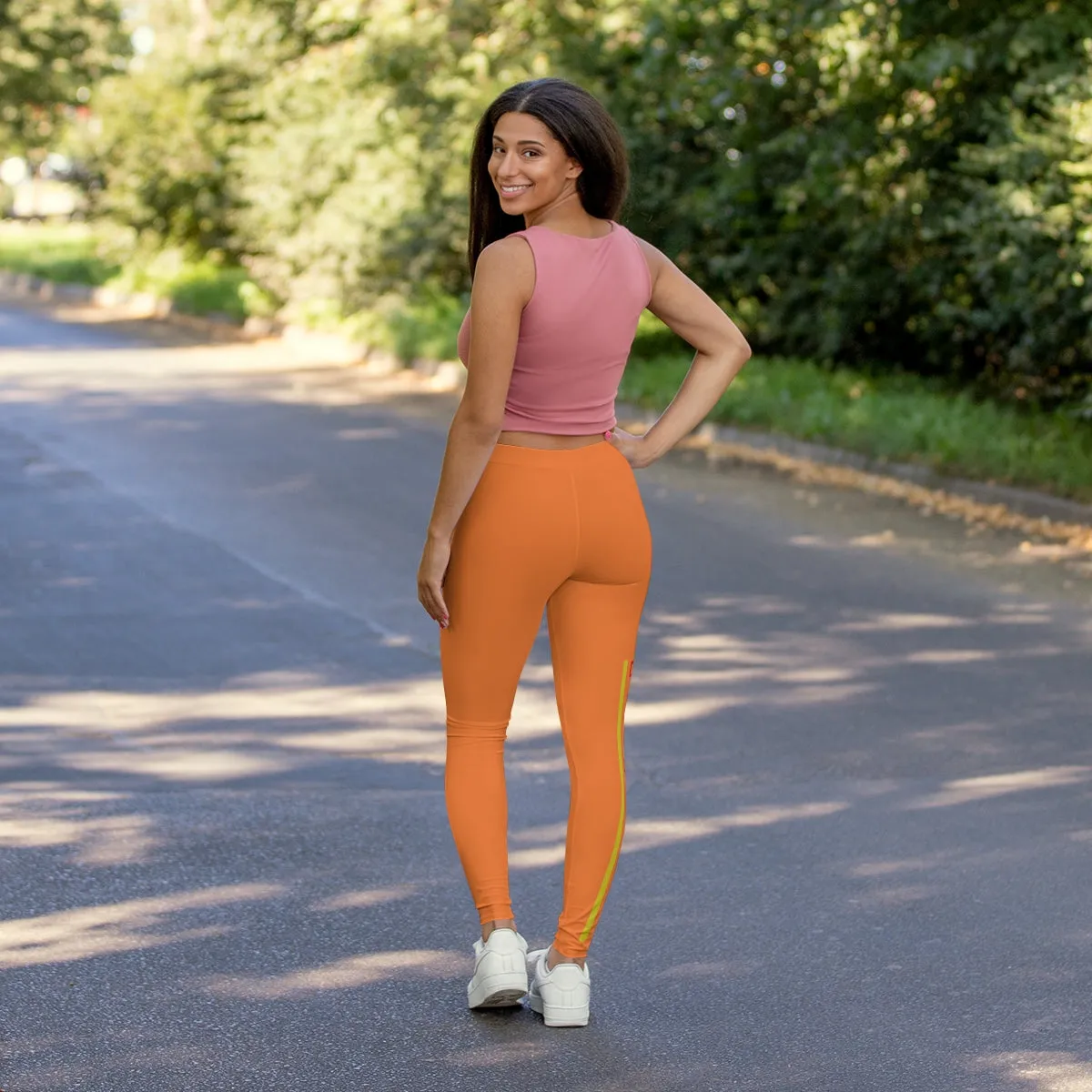 Women's Spandex Leggings  ( My body my rules ) ORANGE