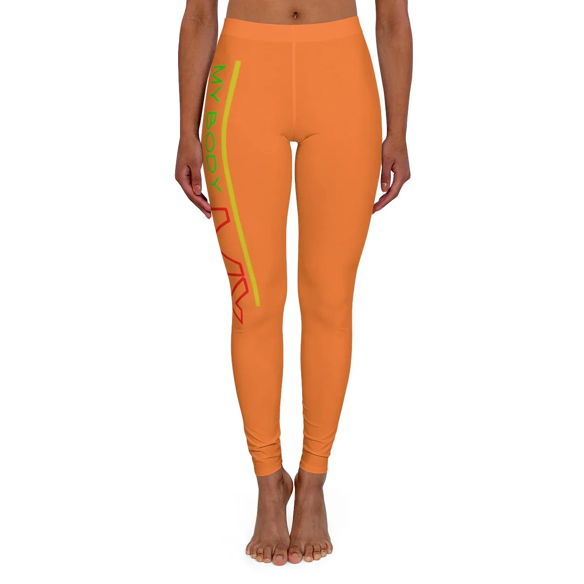 Women's Spandex Leggings  ( My body my rules ) ORANGE