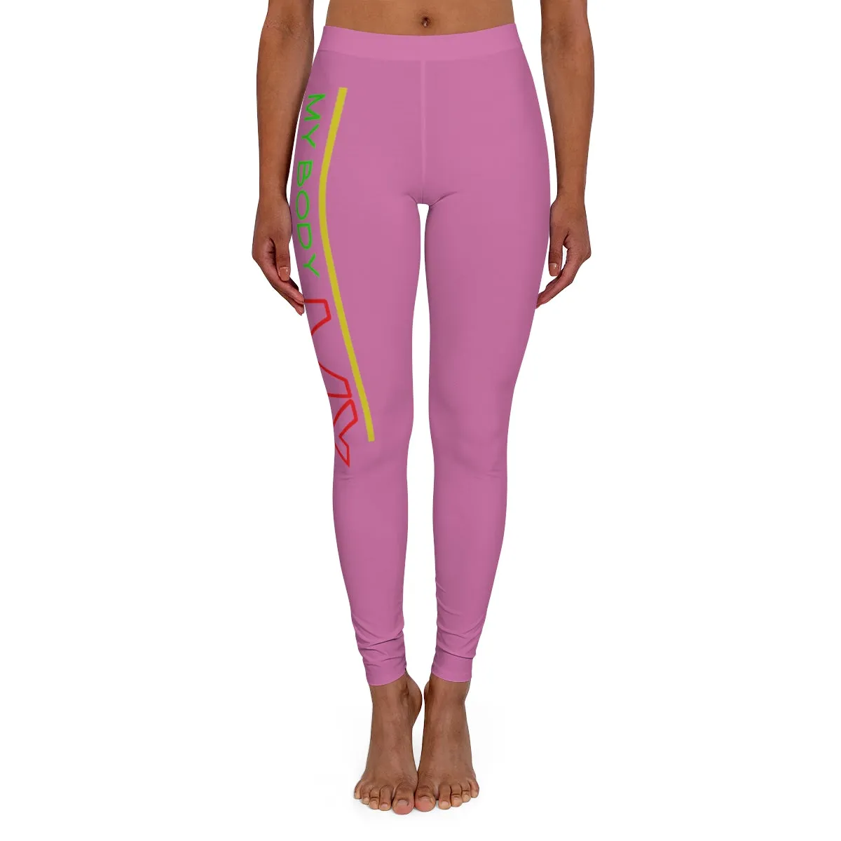 Women's Spandex Leggings ( My body my rules ) PINK